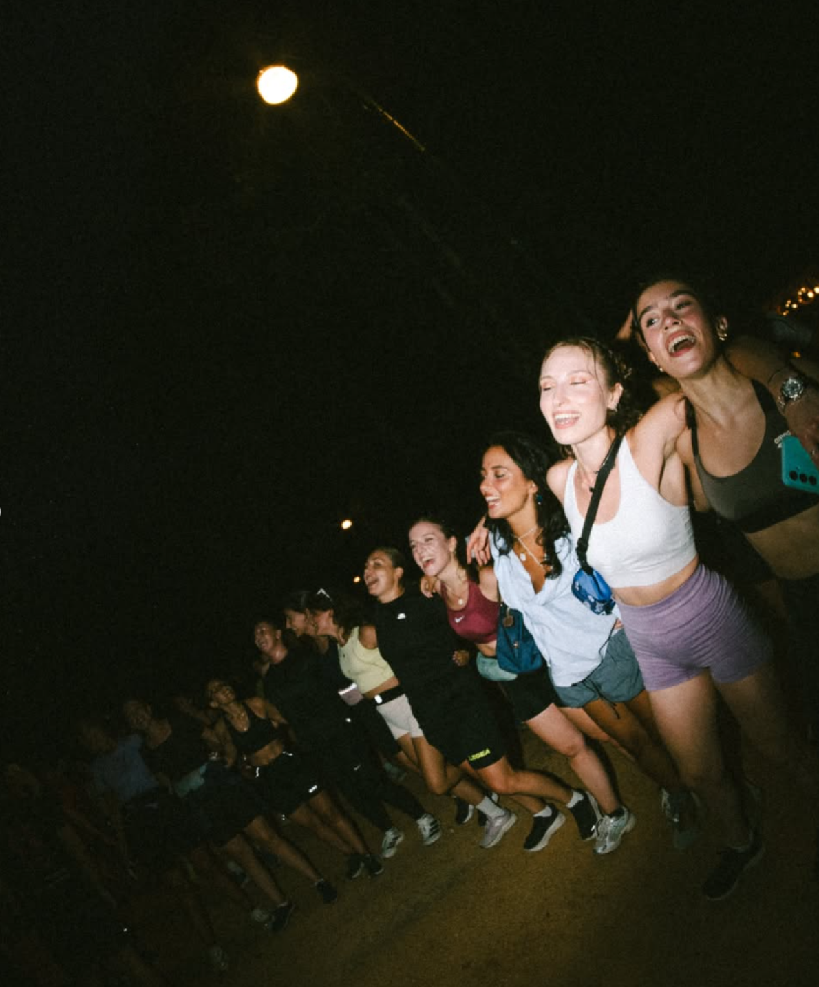 Endorphin runners moving together at night