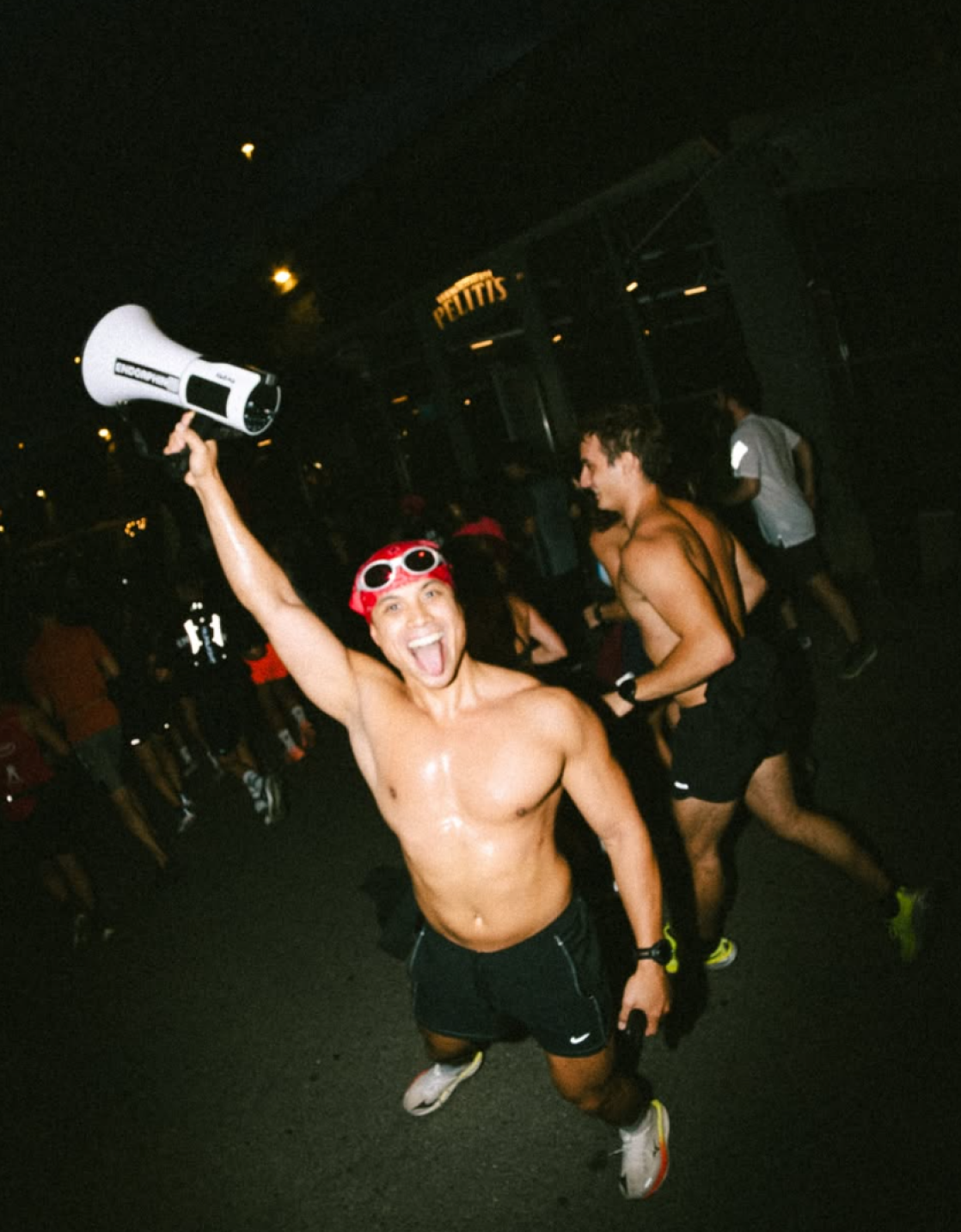 Endorphin member celebrating with a megaphone